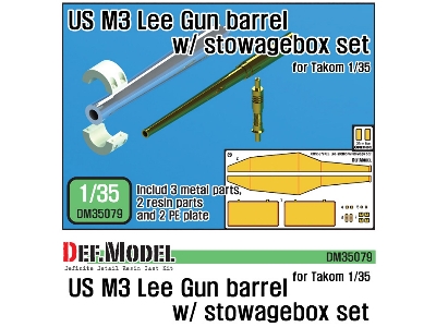 Us M3 Lee/Grant Gun Barrel W/ Additional Toolbox Set (For Takom 1/35) - zdjęcie 1