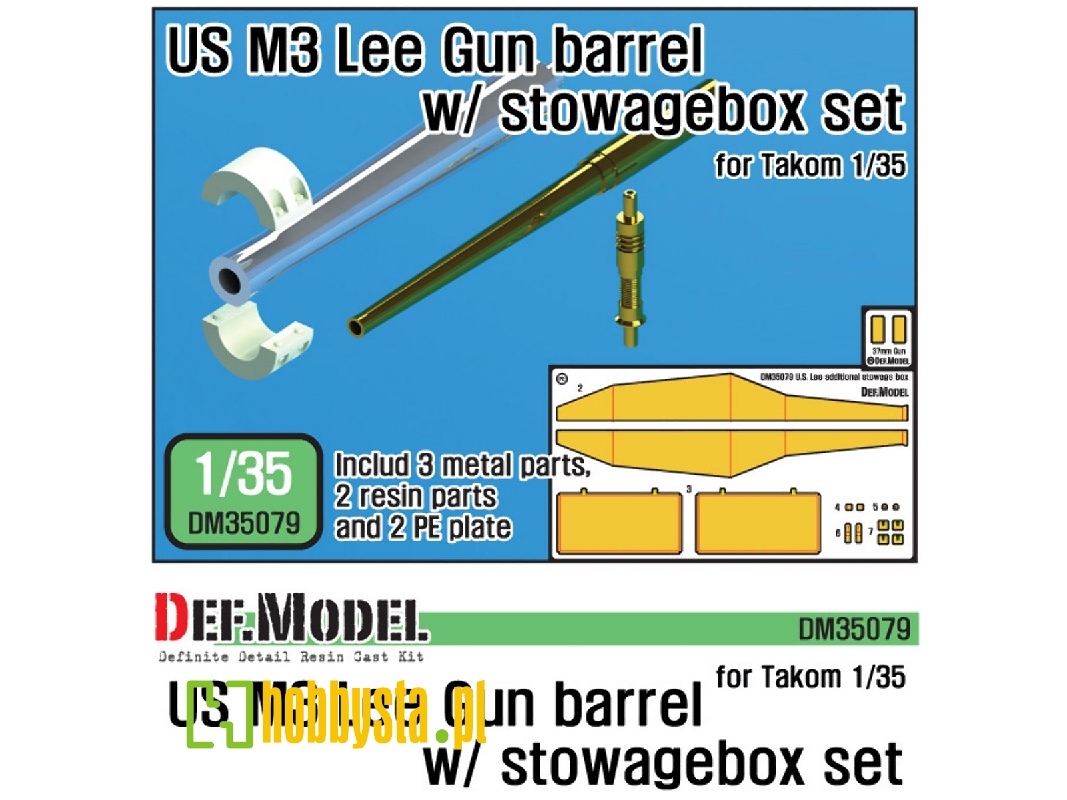 Us M3 Lee/Grant Gun Barrel W/ Additional Toolbox Set (For Takom 1/35) - zdjęcie 1