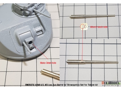 Us M3 Lee/Grant Gun Barrel W/ Additional Toolbox Set (For Takom 1/35) - zdjęcie 11