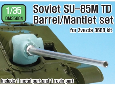 Soviet Su-85m Tank Destroyer Barrel / Mantlet Set (For Zvezda Su-100 Kit) - zdjęcie 1
