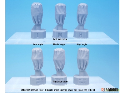 Wwii German Tiger-1 Muzzle Brake Canvas Cover Set (3pc) ( For 1/35 Tiger-1 Kit) - zdjęcie 2