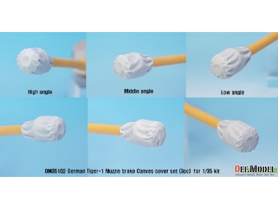 Wwii German Tiger-1 Muzzle Brake Canvas Cover Set (3pc) ( For 1/35 Tiger-1 Kit) - zdjęcie 4