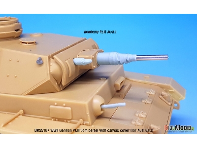 Ww2 German Pz.Iii 5cm Gun With Canvas Set (For Pz.Iii Ausf.G,h,j 1/35) - zdjęcie 3