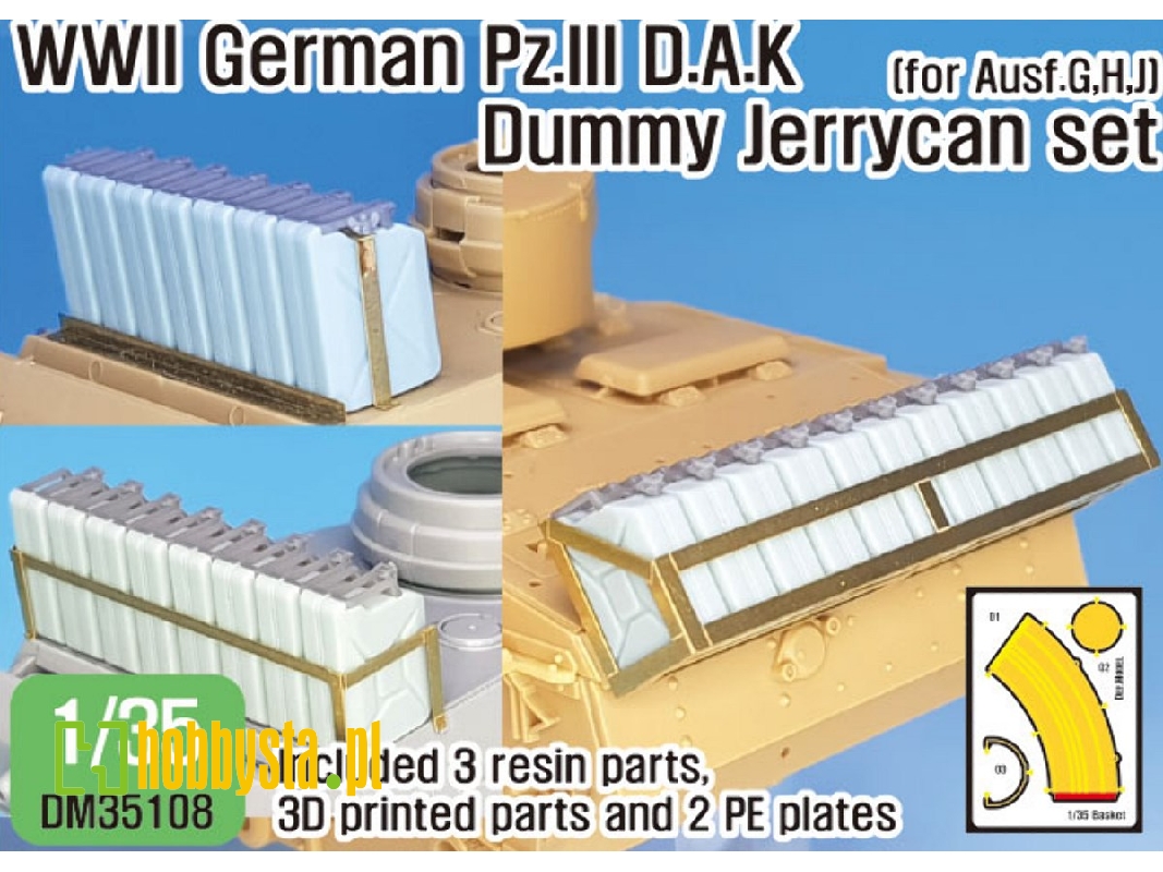 Ww2 German Pz.Iii D.A.K Jerrycan Dummy Set (For Pz.Iii Tank 1/35) - zdjęcie 1