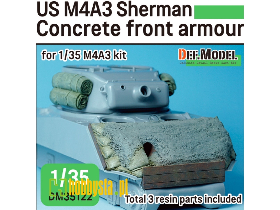 Wwii Us M4a2/A3 Sherman Concrete 47&#186; Front Armour (For 1/35 M4a2/A3 Kit) - zdjęcie 1