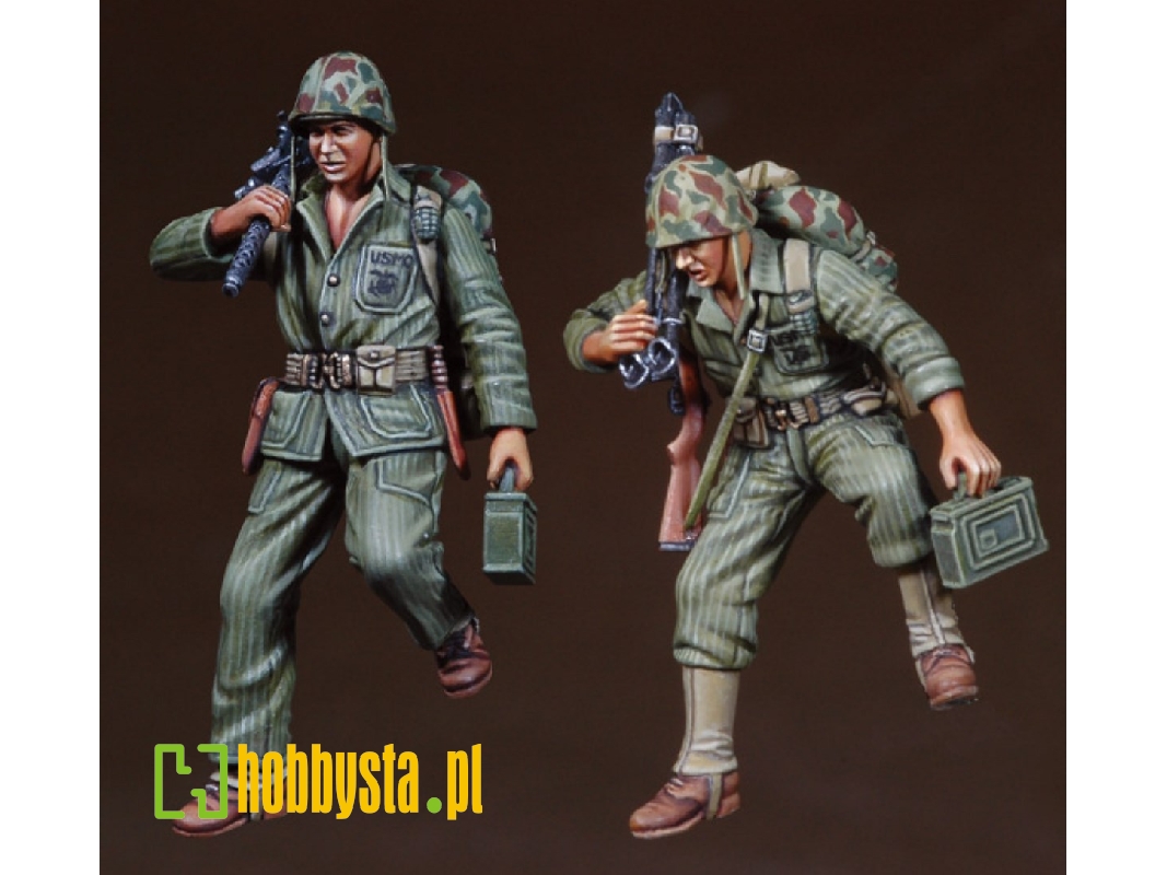 Wwii Usmc Machinegun Team On The Slope - zdjęcie 1 Wwii Usmc Machinegun Team On The Slope - zdjęcie 1