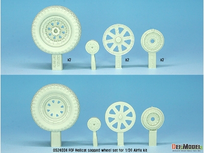 F6f Hellcat Sagged Wheel Set 1 (For Airfix 1/24) - zdjęcie 2