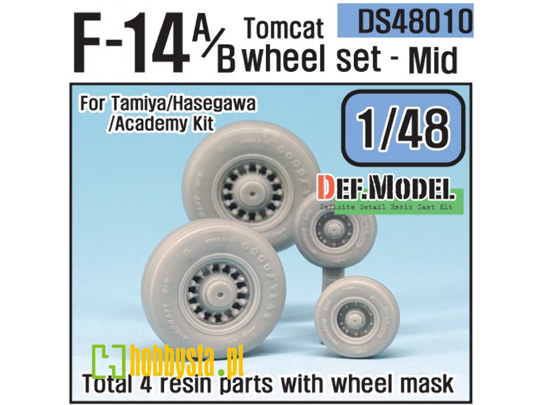 F-14a/B Tomcat Sagged Wheel Set- Mid. (For Tamiya/Hasegawa 1/48) - zdjęcie 1