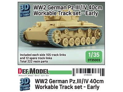 Ww2 Pz.Iii/Iv 40cm Workable Track Set - Early Type For Pz.Iii/Iv Kit - zdjęcie 1