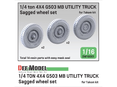 1/4 Ton 4x4 G503 Mb Utility Truck - Sagged Wheel Set (For Takom) - zdjęcie 1