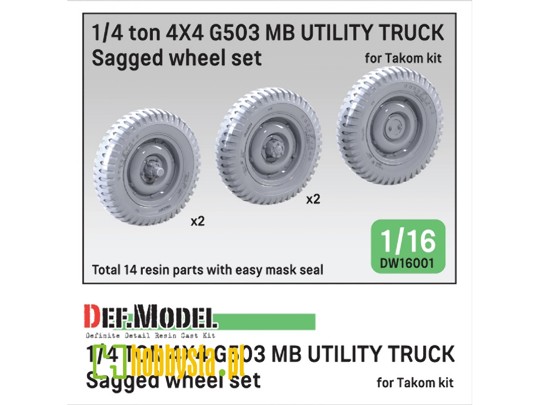 1/4 Ton 4x4 G503 Mb Utility Truck - Sagged Wheel Set (For Takom) - zdjęcie 1