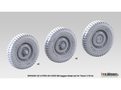 1/4 Ton 4x4 G503 Mb Utility Truck - Sagged Wheel Set (For Takom) - zdjęcie 2