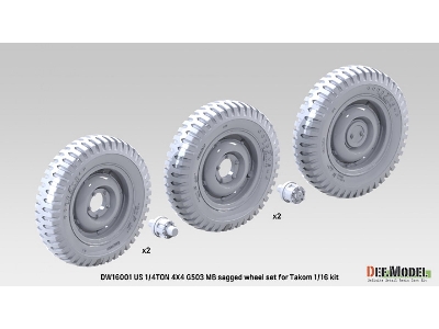 1/4 Ton 4x4 G503 Mb Utility Truck - Sagged Wheel Set (For Takom) - zdjęcie 3