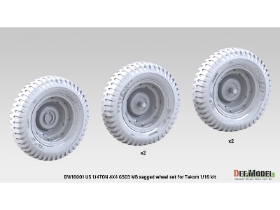 1/4 Ton 4x4 G503 Mb Utility Truck - Sagged Wheel Set (For Takom) - zdjęcie 4