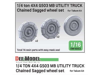 1/4 Ton 4x4 G503 Mb Utility Truck - Chained Sagged Wheel Set (For Takom) - zdjęcie 1