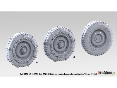 1/4 Ton 4x4 G503 Mb Utility Truck - Chained Sagged Wheel Set (For Takom) - zdjęcie 2