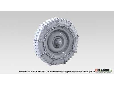 1/4 Ton 4x4 G503 Mb Utility Truck - Chained Sagged Wheel Set (For Takom) - zdjęcie 5
