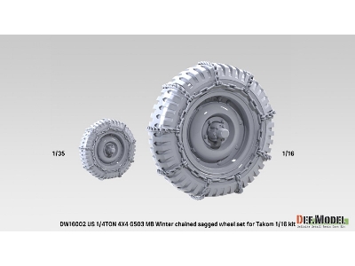 1/4 Ton 4x4 G503 Mb Utility Truck - Chained Sagged Wheel Set (For Takom) - zdjęcie 6
