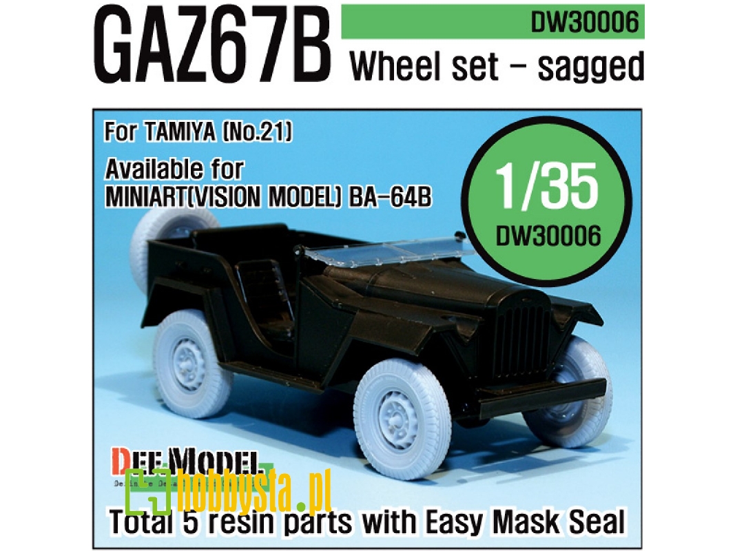 Gaz-67b Russian Field Car Wheel Set (For Tamiya 1/35) - zdjęcie 1