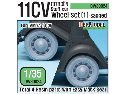 11cv Staff Car Sagged Wheel Set (1) (For Tamiya 1/35) - zdjęcie 1