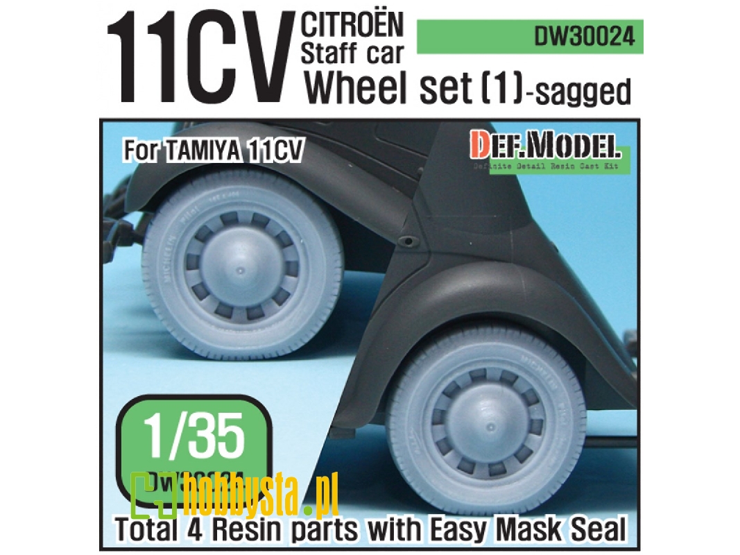 11cv Staff Car Sagged Wheel Set (1) (For Tamiya 1/35) - zdjęcie 1