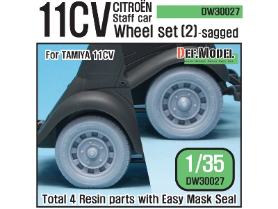 11cv Staff Car Sagged Wheel Set (2) (For Tamiya 1/35) - zdjęcie 1