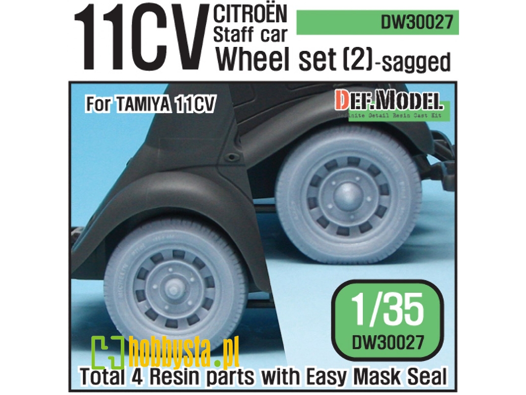 11cv Staff Car Sagged Wheel Set (2) (For Tamiya 1/35) - zdjęcie 1