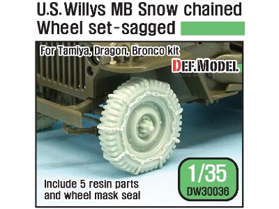 Us Willys Mb Wheel /W Snow Chain Set ( For Tamiya/Dragon/Bronco 1/35) - zdjęcie 1