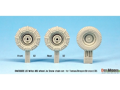 Us Willys Mb Wheel /W Snow Chain Set ( For Tamiya/Dragon/Bronco 1/35) - zdjęcie 3