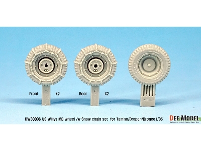 Us Willys Mb Wheel /W Snow Chain Set ( For Tamiya/Dragon/Bronco 1/35) - zdjęcie 3