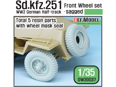 German Sd.Kfz.251 Half-track Front Wheel Set - Sagged ( For 1/35 Kit) - zdjęcie 1