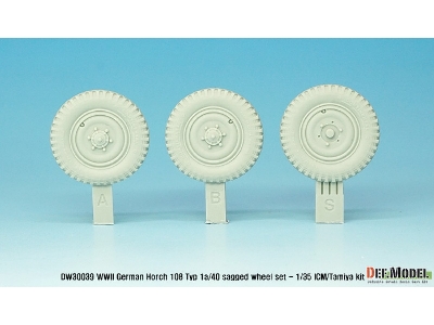German Horch 108 Typ 1a/40 Sagged Wheel Set ( For Icm/Tamiya 1/35) - zdjęcie 2