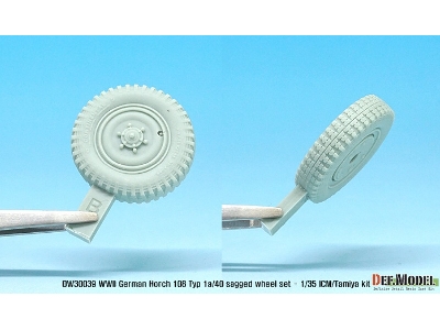 German Horch 108 Typ 1a/40 Sagged Wheel Set ( For Icm/Tamiya 1/35) - zdjęcie 12
