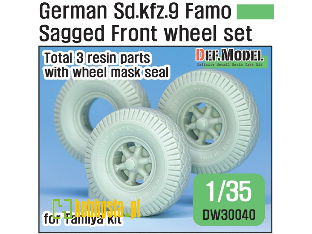 German Sd.Kfz.9 Famo Sagged Front Wheel Set ( For Tamiya 1/35) - zdjęcie 1