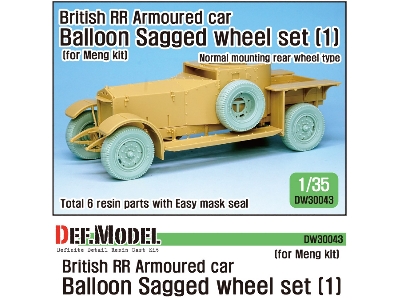 British Rr Armoured Car Balloon Sagged Wheel Set- Early ( For Meng 1/35) - zdjęcie 1