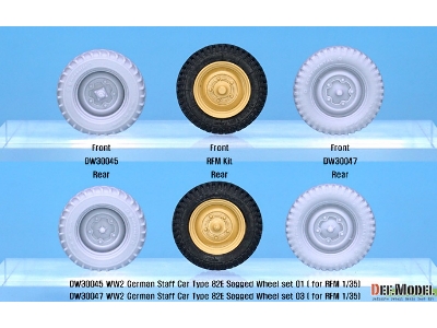 German Staff Car Type 82e Wheel Set 01-wide(Contienetal) ( For Rfm 1/35) - zdjęcie 10