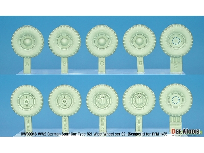 German Staff Car Type 82e Wheel Set 02-wide(Semperit) ( For Rfm 1/35) - zdjęcie 2