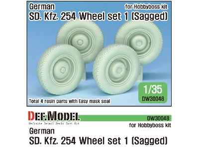 German Sd.Kfz.254 Sagged Wheel Set 01 ( For Hobbyboss 1/35) - zdjęcie 1