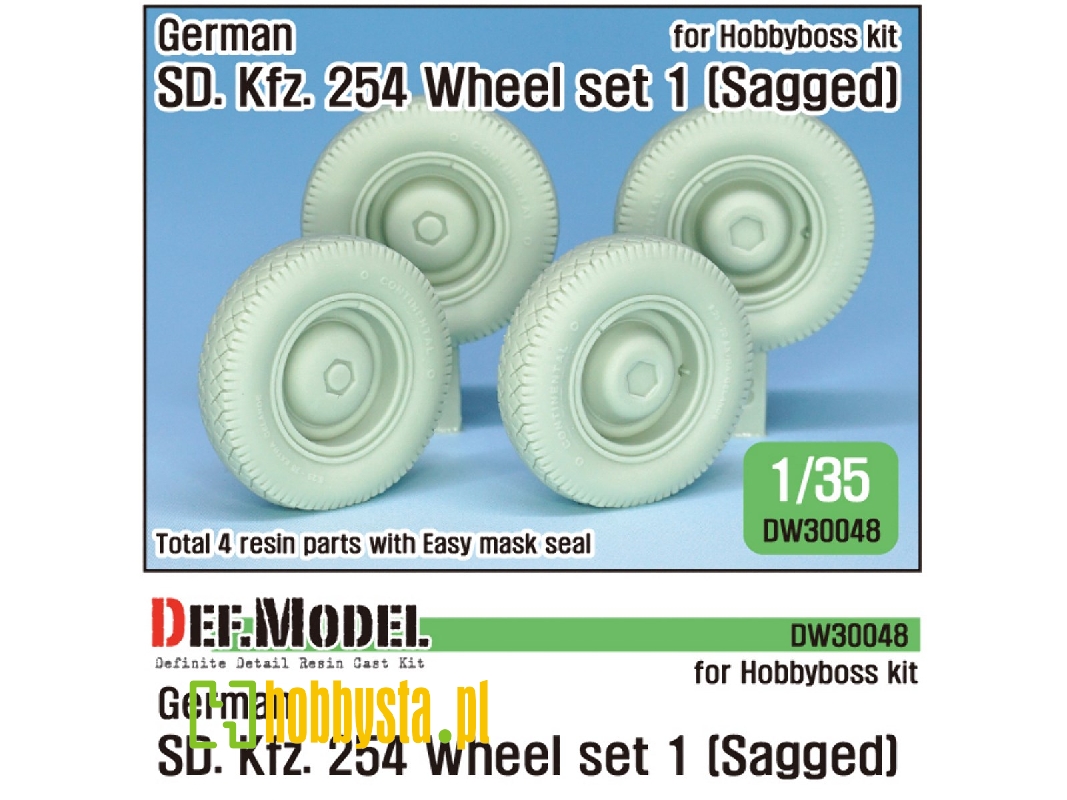 German Sd.Kfz.254 Sagged Wheel Set 01 ( For Hobbyboss 1/35) - zdjęcie 1