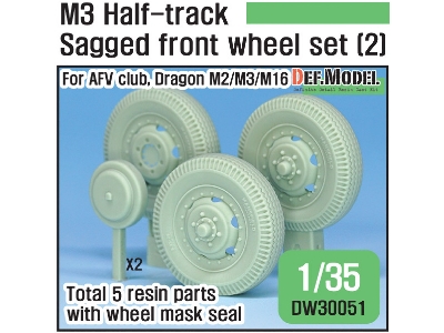 U.S M2/M3/M16 Halftrack Front Sagged Wheel Set (2)( For Afv Club, Dragon 1/35) - zdjęcie 1