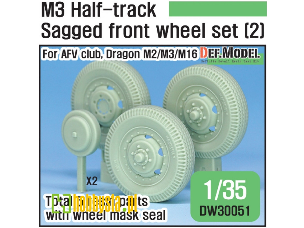 U.S M2/M3/M16 Halftrack Front Sagged Wheel Set (2)( For Afv Club, Dragon 1/35) - zdjęcie 1