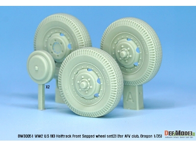 U.S M2/M3/M16 Halftrack Front Sagged Wheel Set (2)( For Afv Club, Dragon 1/35) - zdjęcie 3