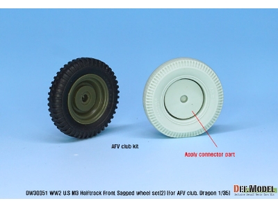 U.S M2/M3/M16 Halftrack Front Sagged Wheel Set (2)( For Afv Club, Dragon 1/35) - zdjęcie 4