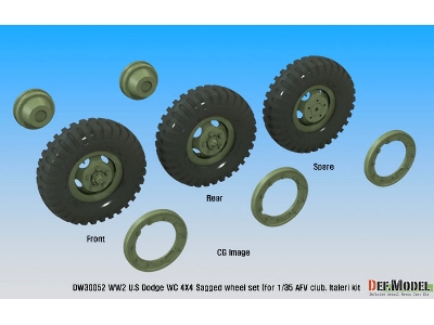 Ww2 U.S Dodge Wc 4x4 Sagged Wheel Set (For Afv Club, Italeri 1/35) - zdjęcie 13