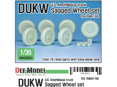 Ww2 U.S Dukw Amphibious Truck Sagged Wheel Set (For Italeri 1/35) - zdjęcie 1