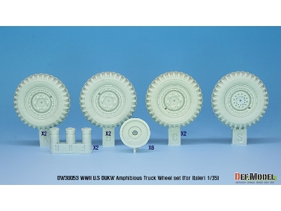 Ww2 U.S Dukw Amphibious Truck Sagged Wheel Set (For Italeri 1/35) - zdjęcie 2