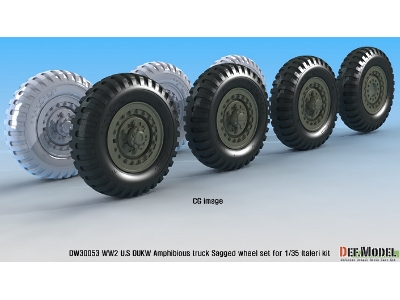 Ww2 U.S Dukw Amphibious Truck Sagged Wheel Set (For Italeri 1/35) - zdjęcie 8