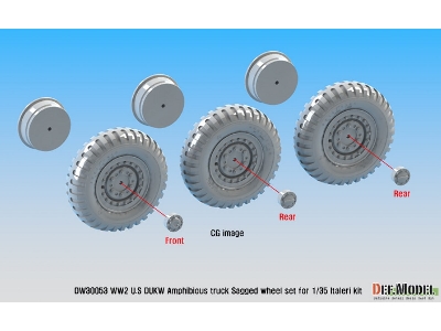 Ww2 U.S Dukw Amphibious Truck Sagged Wheel Set (For Italeri 1/35) - zdjęcie 9