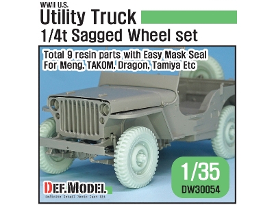 Ww2 U.S Willys Mb Sagged Wheel Set(2) (For Tamiya, Takom, Dragon, Meng 1/35) - zdjęcie 1