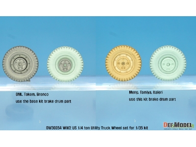 Ww2 U.S Willys Mb Sagged Wheel Set(2) (For Tamiya, Takom, Dragon, Meng 1/35) - zdjęcie 3